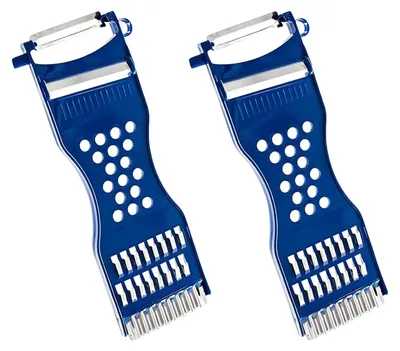 6-in-1 Gemüseschneider und Sparschäler, 2 Stück, Edelstahl, blau