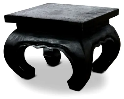 Produktbild von Opiumtisch aus Massivholz – 24x24x20cm – Handgeschnitzter Beistelltisch aus Thailand, Nachhaltig und Robust, Setzt Exotische Akzente als Kleiner Tisch (Schwarz)