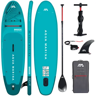 Produktbild von Aqua Marina Breeze SUP Board 300 cm aufblasbar – Anfänger Paddle Board Set inkl. Zubehör – Blau