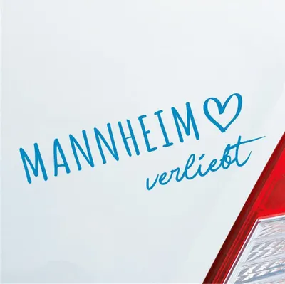 Produktbild von Auto Aufkleber Mannheim verliebt Herz Stadt Heimat Liebe Car 19x6 cm Hellblau Sticker Heckscheibenaufkleber