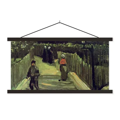 Produktbild von MuchoWow® Textilposter Schräger Weg in Montmartre - Vincent van Gogh 90x45 cm mit schwarzem Rahmen - Klemmleisten