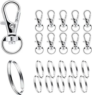 Produktbild von 20 Stück Karabiner Schlüsselanhänger, Karabinerhaken Klein, Karabinerhaken mit Drehgelenk für Bastelarbeiten DIY, Rucksack, Handtasche