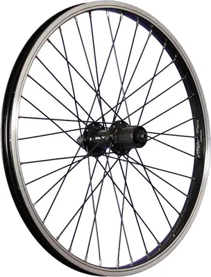Produktbild von 20 Zoll Hinterrad Aluminumfelge Shimano FH-QC300 7-11 Disc / V-Brake schwarz