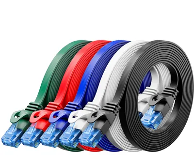 Produktbild von deleyCON 5x 0,5m CAT6 Flaches Netzwerkkabel 1,5mm Flachbandkabel U-UTP RJ45 - UUTP Patchkabel für DSL LAN Switch Router Modem Repeater Patchpanel - Bunt