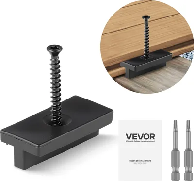 Image de VEVOR 500x fixations cachées, entretoises pour lames de terrasse, clips composites universels & fixations en plastique avec vis, convient pour des distances de 5,5 mm entre les panneaux & 7 mm de hauteur de panneau