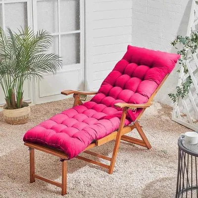Image de Coussin d'extérieur avec élastiques - Matelas pour balancelle - Assise confortable en extérieur - Bandes antidérapantes intégrées - 180 x 50 cm - Rose