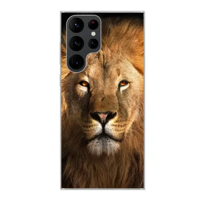 Produktbild von MuchoWow® Handyhülle Schutzhülle Hülle für Samsung Galaxy S22 Ultra Löwe - Tiere - Schwarz - Hell - Braun - Porträt Silikon Softcase Handy Hülle - Abbildung