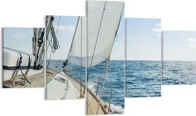 Produktbild von Bild auf Leinwand - Leinwandbild - Meer Kreuzfahrt Segel - 125x70cm - Wand Bild - Wanddeko - Leinwanddruck - Bilder - Kunstdruck - Wanddekoration - Leinwand bilder - Wandkunst - EA125x70-3647
