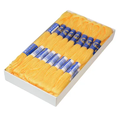 Produktbild von 24 Docken Stickgarn je ca. 8m / Sticktwist 100% Baumwolle Stickerei verschiedene Farbwahl, Farbe :1142 warmes Gelb