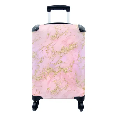 Produktbild von MuchoWow® Koffer Handgepäck Trolley Rollkoffer Kleine Reisekoffer mit 4 Rollen - Glitter - Gold - Marmor - Muster - Cabin Size < 55x40x23 cm & 55x40x20 cm - Fotokoffer - Kabinenkoffer - Boardgepäck - Reise-Box - Reisekoffer - Reisegepäck - Koffer mit Bild - Trolley für Kinder