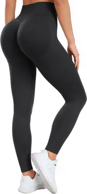 Produktbild von Damen-Leggings mit hohem Bund und Push-Up-Effekt, schwarz, geeignet für Sport und Yoga