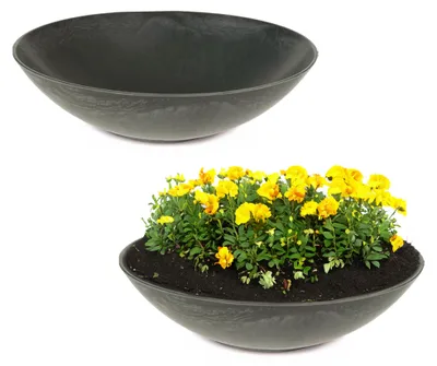 Produktbild von Flache Pflanzschalen für draussen Dekoschalen rund schwarz 35 cm