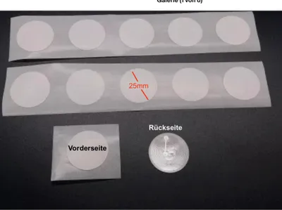 Produktbild von 10 Stück NFC NTags213 Sticker rund 25mm für alle NFC-fähigen Smartphones geeignet