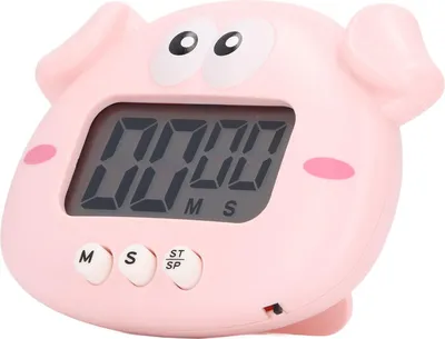 Image de Minuterie numérique portable en ABS, légère et simple à utiliser, avec un motif mignon pour la cuisine. Rose cochon.