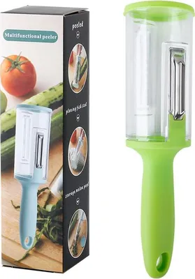 Image de INF Éplucheur de Rangement Multifonctionnel en Acier Inoxydable et PP Vert