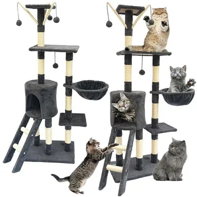 Immagine prodotto di Albero per gatti GOTEL, con cuccia e casetta, 6 livelli, altezza 138 cm – ZW2B