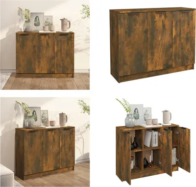 Produktbild von vidaXL Sideboard Räuchereiche 90,5x30x70 cm Holzwerkstoff - Sideboard - Sideboards - Schrank - Lagerschrank