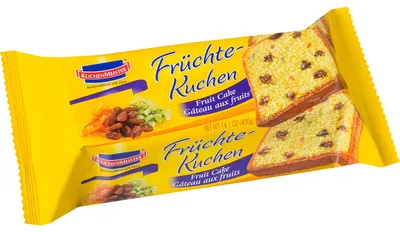 Immagine prodotto di KuchenMeister Torta di frutta con uva sultanina, scorza d'arancia candita e scorza di limone candita 400g