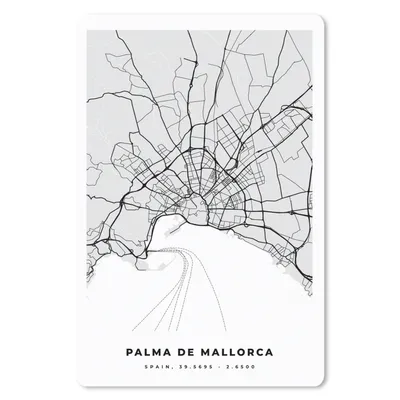 Produktbild von MuchoWow® Mauspad Mousepad Mallorca - Stadtplan - Schwarz und weiß - Karte 40x60 cm - Mousepads - Maus Mat - Pad - Mausunterlage - Schreibtisch Accesoire