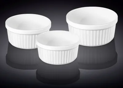 Image de Lot de 3 ramequins Wilmax en porcelaine blanche WL-996122/3C