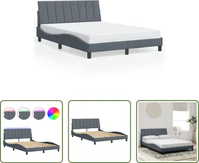Immagine prodotto di The Living Store Struttura letto con luci LED grigio scuro 140x190 cm in velluto