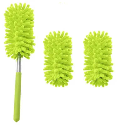 Produktbild von Teleskop Mikrofaser Staubwedel Staubwedel Teleskop - 25–75 cm - Mikrofaser Federstaubwedel mit 2 Bürstenköpfen - Waschbar - Spinnweben