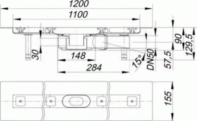 Produktbild von Dallmer Duschrinne CeraLine Plan F 1100mm, DN50
