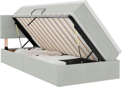 Zdjęcie produktu dla vidaXL Łóżko z pojemnikiem i materacem Jasnoszary 90 x 190 cm Aksamit