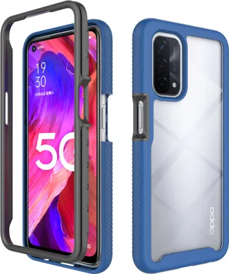 Produktbild von Oppo A74 5G / A54 5G Hülle, Transparente Rückseite Robust TPU Bumper Rutschfest Stoßfest Ganzkörper Schutzhülle für Oppo A54 5G/A74 5G Navy blau