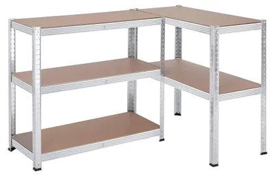 Image de Étagère de rangement, lot de 2 – Étagère métallique avec 5 niveaux – Acier/MDF – Argent – 180 x 90 x 40 cm