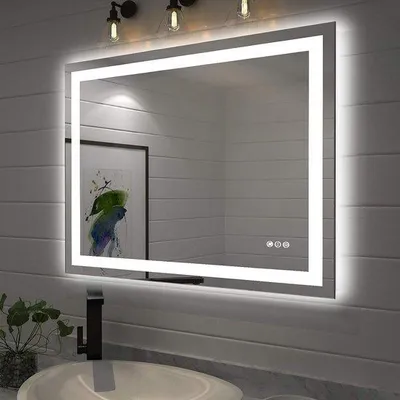 Productafbeelding van LED Badkamerspiegel 70x90cm met Verlichting, Anti-Condens & Dimbare Touch Schakelaar