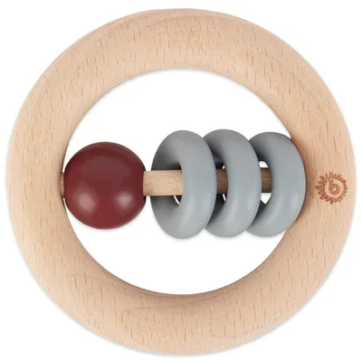 Produktbild von Bieco Holz Beißring Baby ab 0 Monate, Ø 8 cm | Zahnungshilfe Baby | Baby Greifling Holz | Beissring Für Baby Zum Zahnen | Motorikspielzeug Baby | Beißring Baby