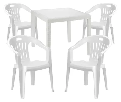 Sitzgarnitur Bistrogarnitur 5-teilig Kunststoff Weiß