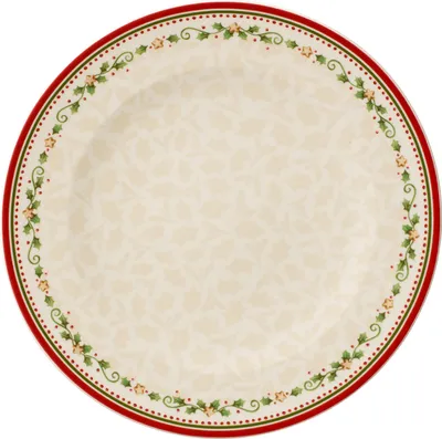 A single plate with a Christmas-themed border.