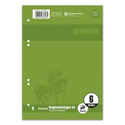 Produktbild von Staufen® 734033606 Ringbucheinlage PREMIUM LIN 6 - A5, 90 g/qm, 50 Blatt