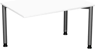 Produktbild von Schreibtisch, BxTxH 1600x800x680-800 mm, höhenverstellbar, Platte weiß, Rundrohrgestell anthrazit