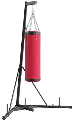 Produktbild von Boxsackständer 185-231cm Höhenverstellbar Freistehender Boxsackhalter mit Boxsack Dreiecksbasis Gewichtenhalter