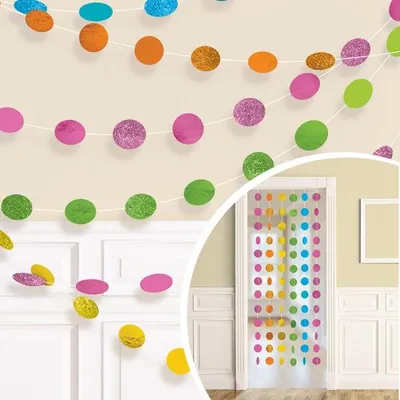 Produktbild von 6 Glitzer Girlanden bunt pastell