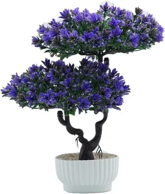 Immagine prodotto di Albero bonsai artificiale, 30 cm, decorazione bonsai giapponese, viola, plastica, pianta da interno