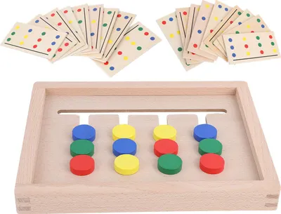 Productafbeelding van Houten peuterspeelgoed, schuifpuzzel, logisch denkspel, educatief speelgoed (vier kleuren, rond model)