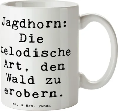 Produktbild von Mr. & Mrs. Panda Kaffeetasse Spruch Jagdhorn Magie - Weiß - Geschenk, Tradition, Lernen, Pott, Abenteuer, Becher, Musiker, Musik, Keramiktasse, Instrument, Trinkbecher