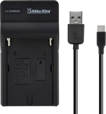 Produktbild von USB-Akku-Ladegerät kompatibel mit Sony NP-FM55H, NP-FM500H