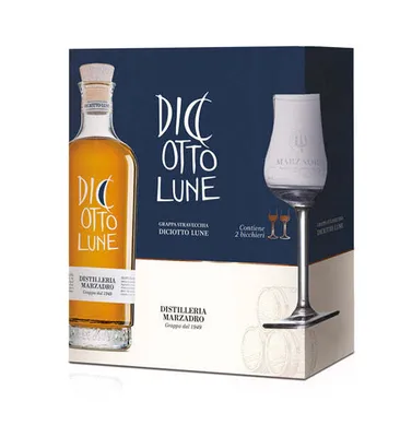 Obrázok produktu pre GRAPPA 18 LUNE, objem 50 cl + 2 poháre