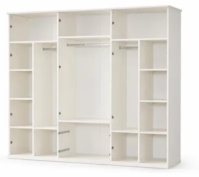 Produktbild von Weiß Eleganter Kleiderschrank mit 6 Türen, Schubladen und viel Stauraum