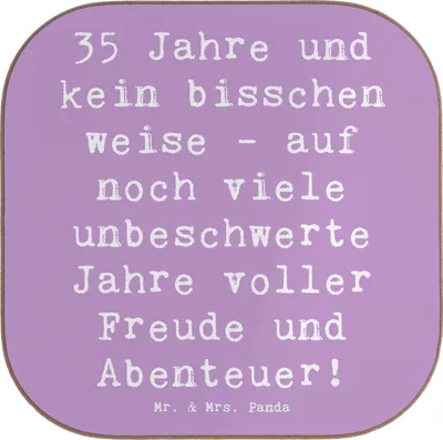 Produktbild von Mr. & Mrs. Panda Tischuntersetzer Spruch 35. Geburtstag - Lavendeltraum - Geschenk, Happy Birthday, Geschenke, Geburtstagsspruch, Untersetzer Glas, Glück, Coaster