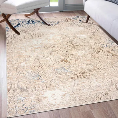 Produktbild von Mazovia Teppich Beige Modern Vintage - Wohnzimmer, Schlafzimmer, Esszimmer, Büro, Kurzflor Rechteckig - ® Zertifikat, Braun - 80 x 150 cm