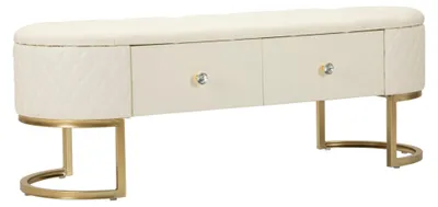 Obrázok produktu pre FURNLUX Otoman Sharon White 120 cm / Hlavná farba: biela / Rozmery: 120 x 43 x 40 cm