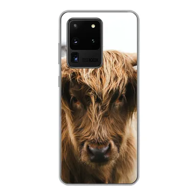 Produktbild von MuchoWow® Handyhülle Schutzhülle Hülle für Samsung Galaxy S20 Ultra Schottischer Highlander - Kuh - Gras - Tiere - Natur Silikon Softcase Handy Hülle - Karteninhaber