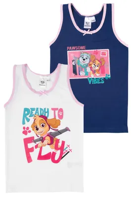 Zdjęcie produktu dla Paw Patrol kamizelka dla dziewczynek dziecięca bielizna podkoszulek biały/niebieski (2 sztuki) 110/116