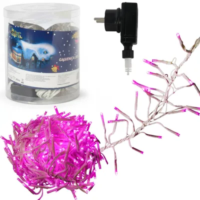 Zdjęcie produktu dla Lampki choinkowe 288 led typu gąsienica Cluster w kolorze różowym 2 m